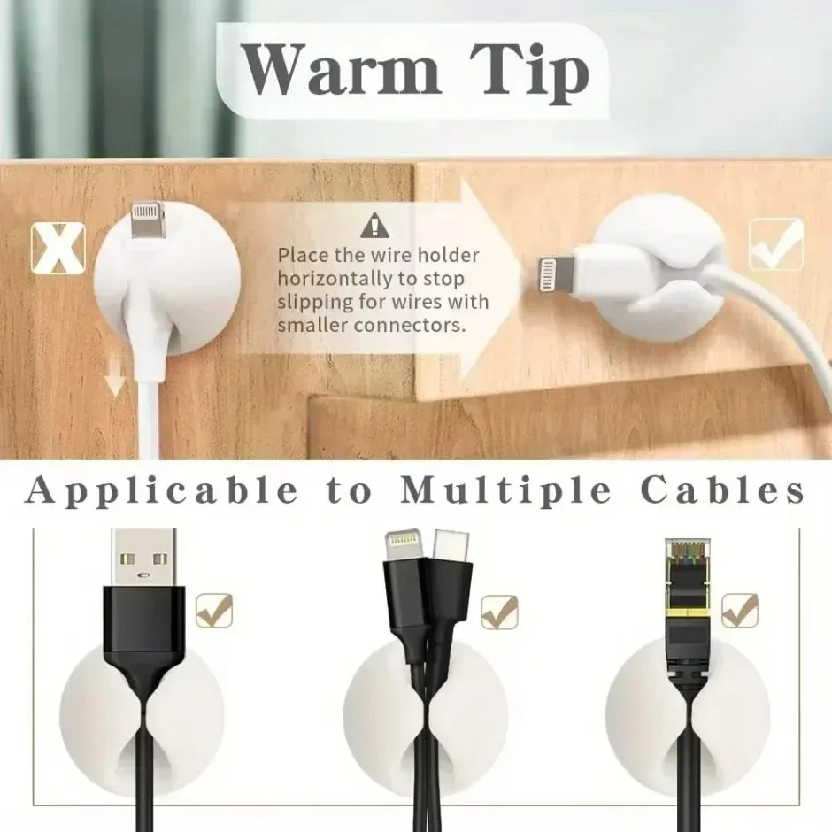 1/5/10/20PCS USB Type-C มินิเดสก์ท็อปซิลิโคนลวด CLAMP ข้อมูลสายลวดอุปกรณ์ยึดข้อมูลสายสําหรับสมาร์ทโฟนรถคลิป