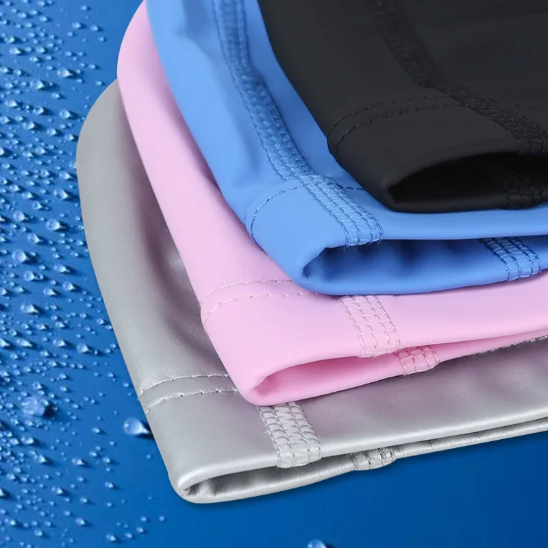 수영 모자 PU 방수 남여 여성 남성 수영 모자 스트레치 탄성 수영장 액세서리 수영 모자 귀 보호