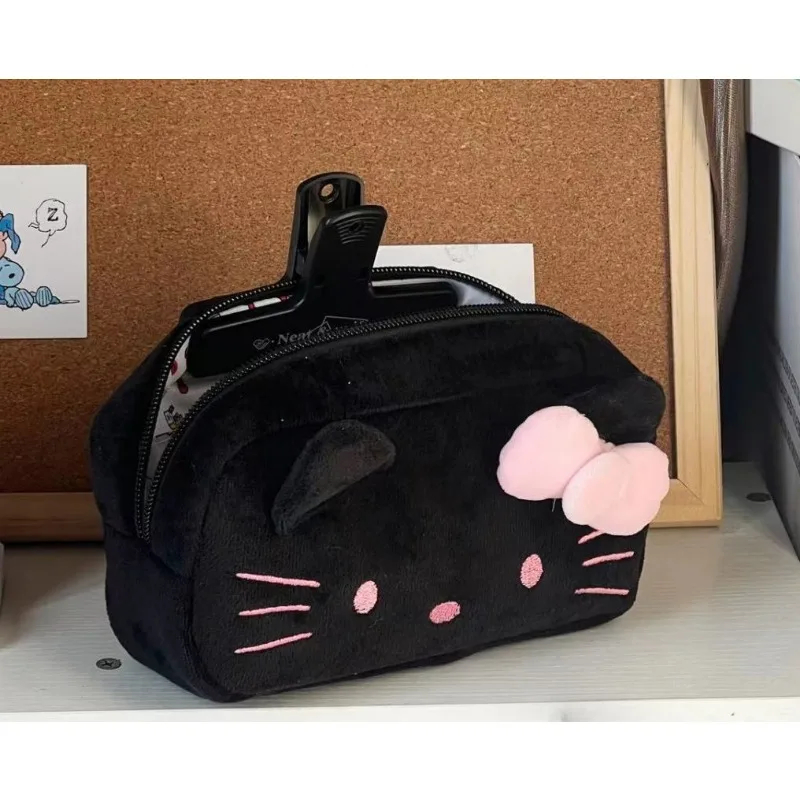 Sanrio-estuche de lápices de felpa de Hello Kitty, bolsa de papelería, monedero, bolsa de cosméticos, útiles escolares para estudiantes