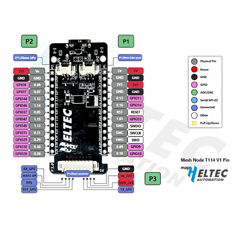 Heltec New Mesh Node T114 V2 Метастический трекер nRF52840 SX1262 LoRaWAN LoRa Arduino BLE Приборная плата позиционирования Wi-Fi