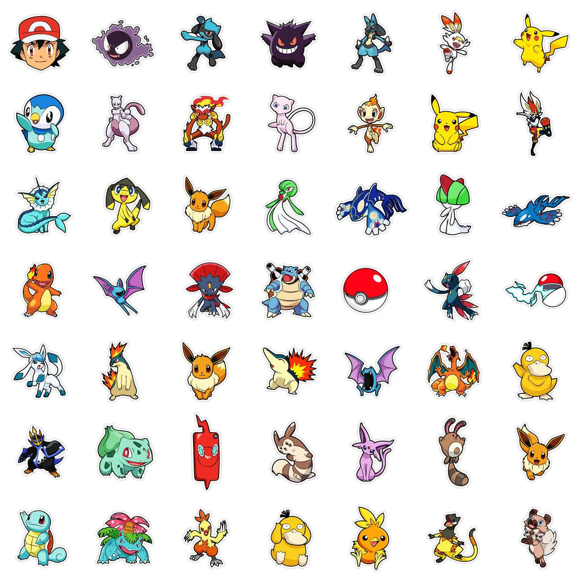 50PCS อะนิเมะ Pokemon น่ารักสติ๊กเกอร์ DIY โน้ตบุ๊คแล็ปท็อปโทรศัพท์กระเป๋าเดินทางจักรยานการ์ตูนตลก Graffiti สติกเกอร์ของเล่นเด็กตกแต่ง