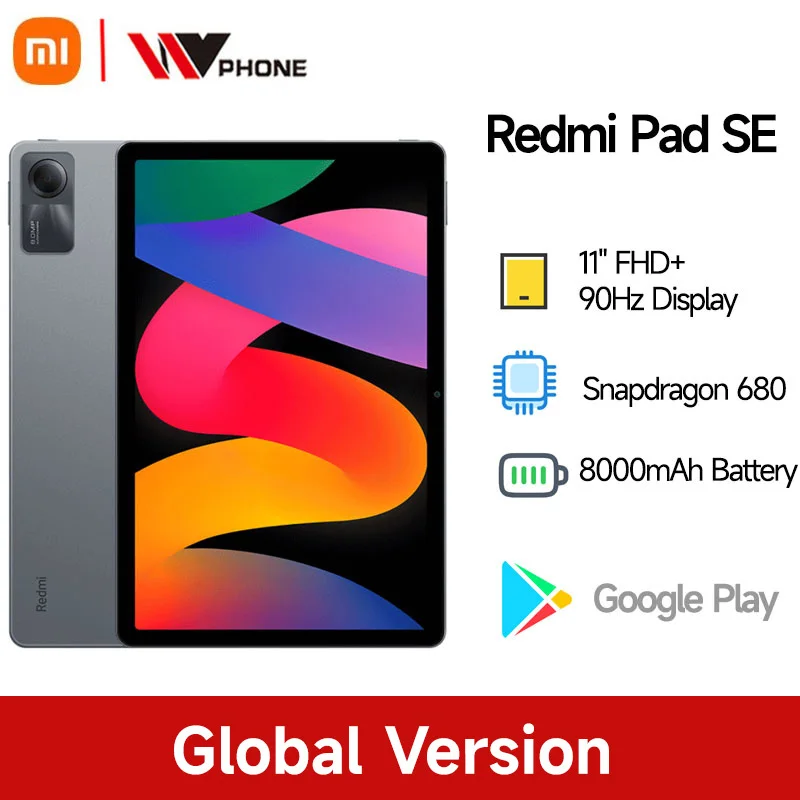 Nueva versión Global Xiaomi Redmi Pad SE 11 pulgadas FHD + pantalla de 90Hz Snapdragon 680 CPU 6GB 128GB 8MP 8000mAh MiPad Tablet
