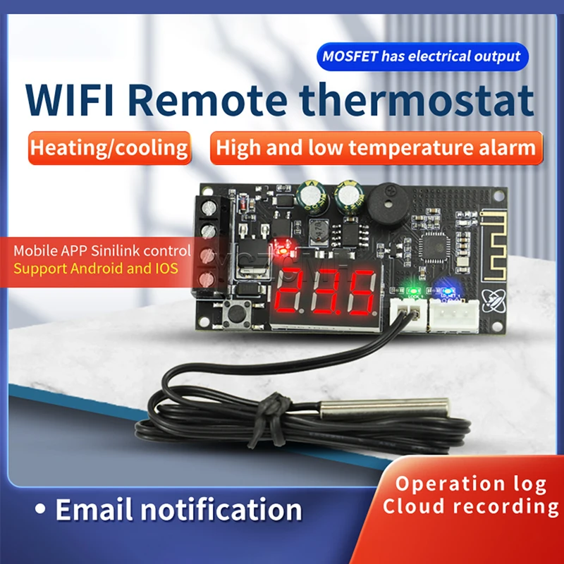 Termostato WIFI remoto, módulo controlador de temperatura de alta precisión, colección de aplicaciones de refrigeración y calefacción