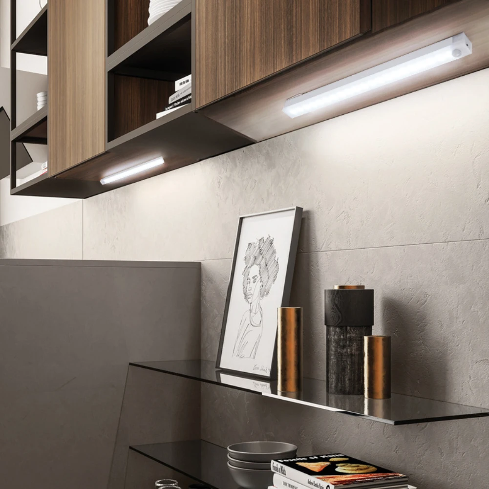 Luz nocturna con Sensor de movimiento, luz LED inalámbrica tipo USB, recargable, para armarios de cocina, dormitorio, armarios, iluminación de escaleras
