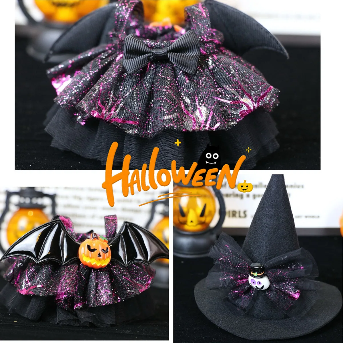 [Bez Lalki] Ubranka dla Pluszaków Halloween Dyniowe Stroje dla Labubu Ręcznie Robione Sukienki Dyniowe Akcesoria dla Lalek