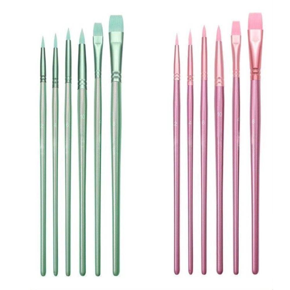 4/6pcs soft hair Painting Brush Set Professional Nylon Watercolor Drawing Brushes Wooden Handle Different Shape