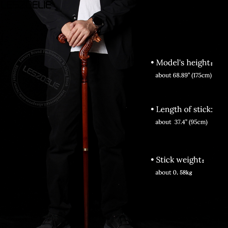 95ซม.สุนัข-หัวจับเยอรมัน Beech ไม้เดิน Stick ผู้ชายที่ถอดออกได้ Canes ผู้หญิงไม้เท้าเดิน