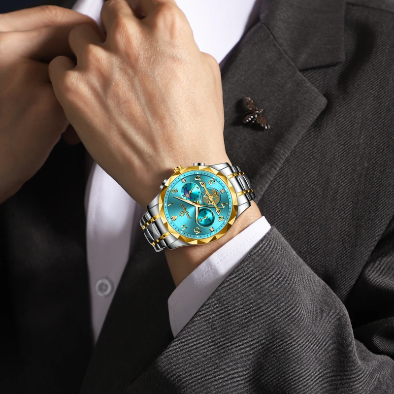 PENGAGAR, reloj de pulsera de lujo para hombre, cronógrafo, resistente al agua, luminoso, reloj para hombre, relojes deportivos de cuarzo de acero inoxidable de alta calidad para hombre