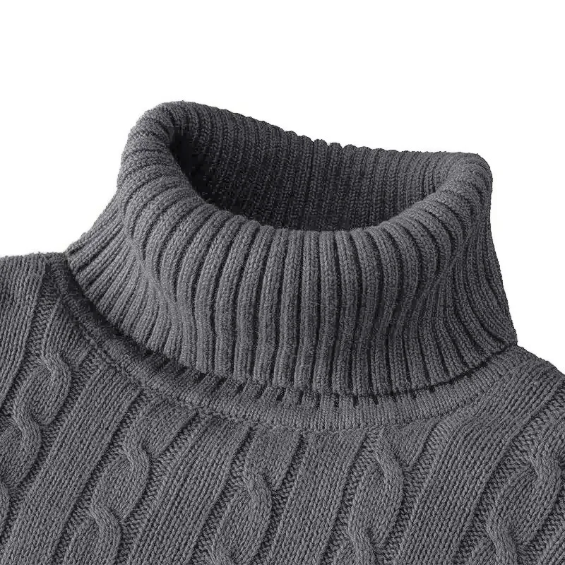 Herbst Winter männer Pullover Wärme Rollkragen Jacquard Slim Fit Pullover Einfarbig Grundlegende Stil Fahion Gestrickte Pullover