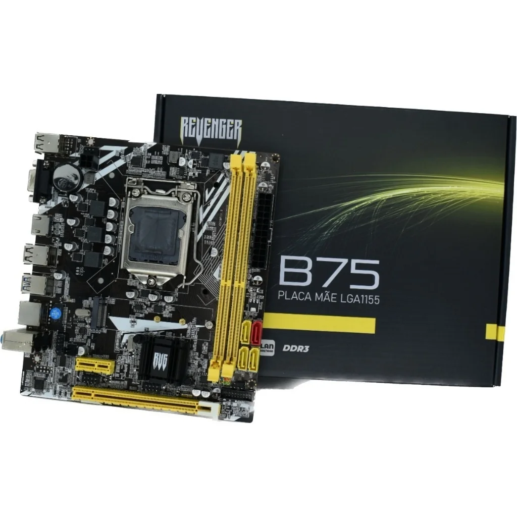 Placa Mãe Gamer LGA 1155 B75 DDR3 M2 NVMe i3, i5, i7 Lan Gigabit