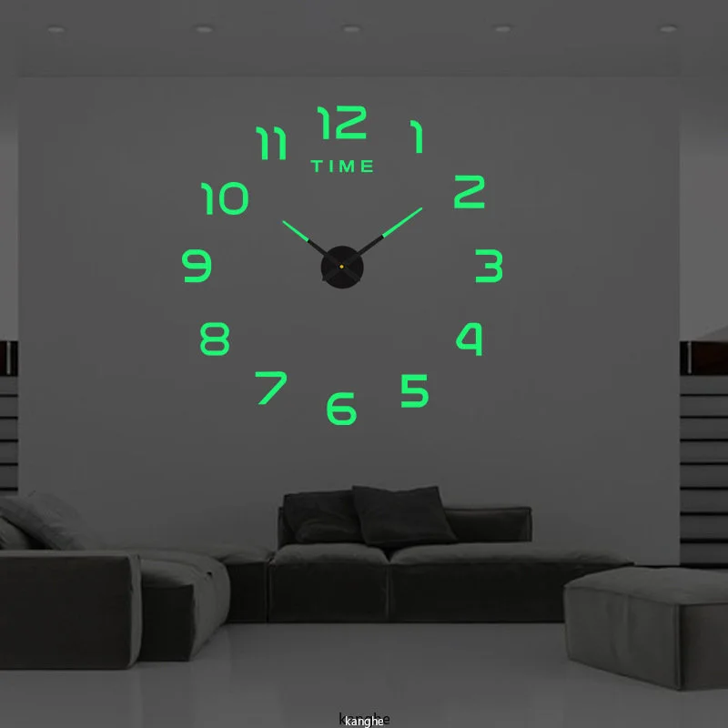 현대 디자인 대형 벽시계, 3D DIY 쿼츠 시계, 패션 시계, 아크릴 거울 스티커, 거실, 홈 데코 소품, 2023 년