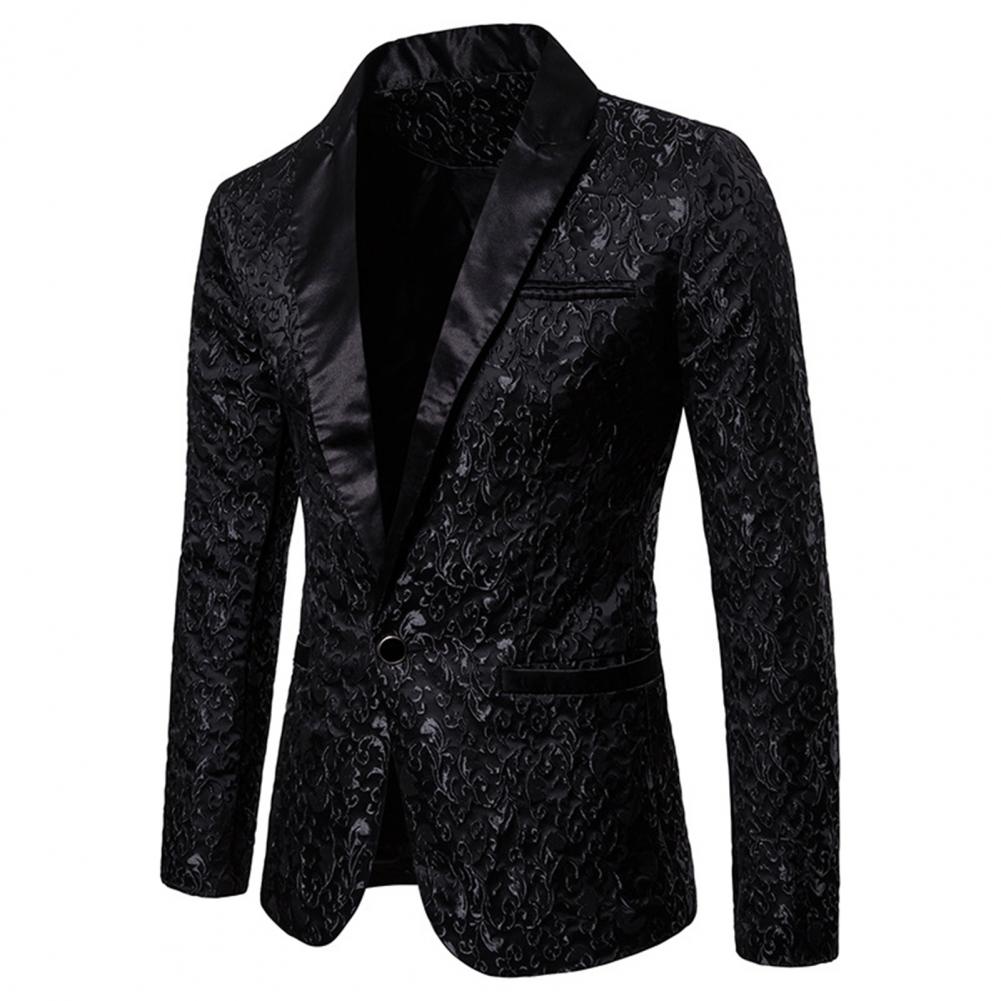 Blazer de lujo para hombre, chaqueta con cuello vuelto ajustada de un solo botón Jacquard, chaqueta para banquete de boda de alta calidad, chaqueta para hombre, abrigo