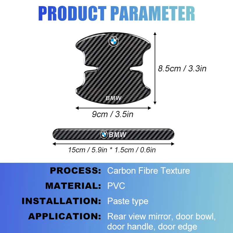 Pegatinas protectoras para manija de puerta de coche, fibra de carbono, para BMW 1 2 3 4 5 6 7 Series X1 X3 X4 X5 X6 X2 X7 F10 F15 F16 F20 F30 F18 F25