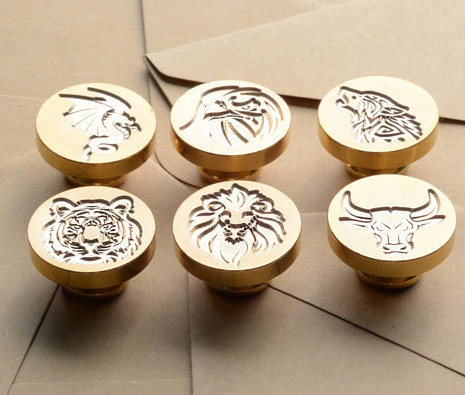 Animal Patterns Sealing Wax Stamps Copper Seals and Wooden Hilt, Wax Stamp Kit for wedding, Cards, Envelopes, Gift Packaging