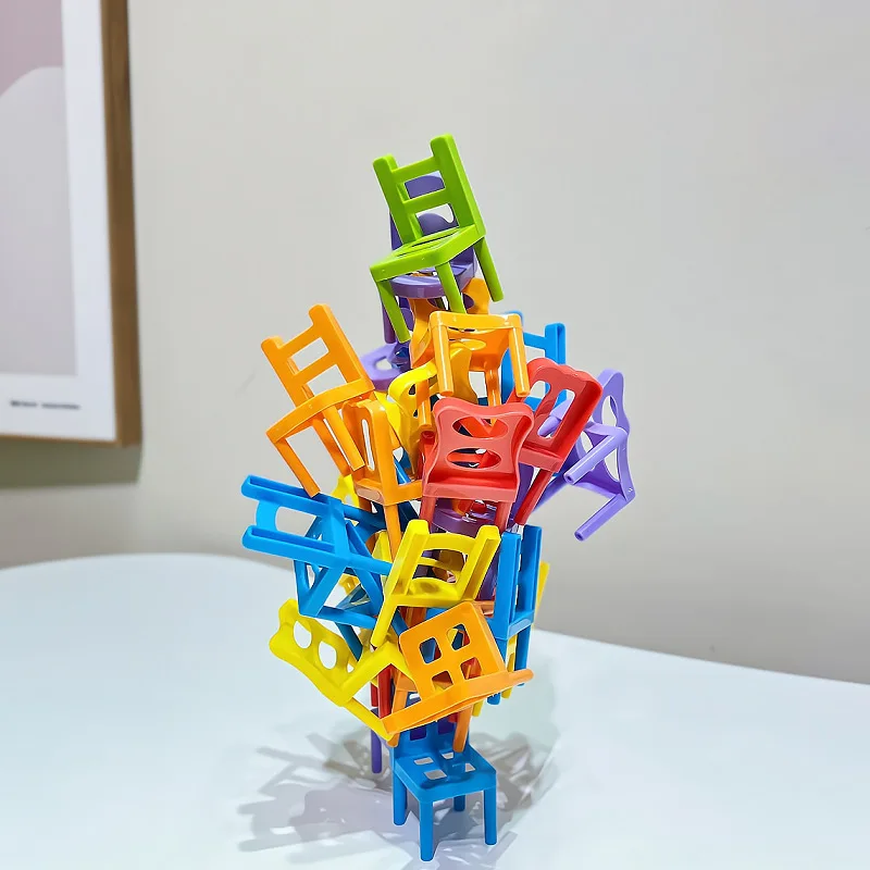 Clearance_24-42pc children's puzzle folding chair toy parent-child interactive game for kids chair stack party game juego social