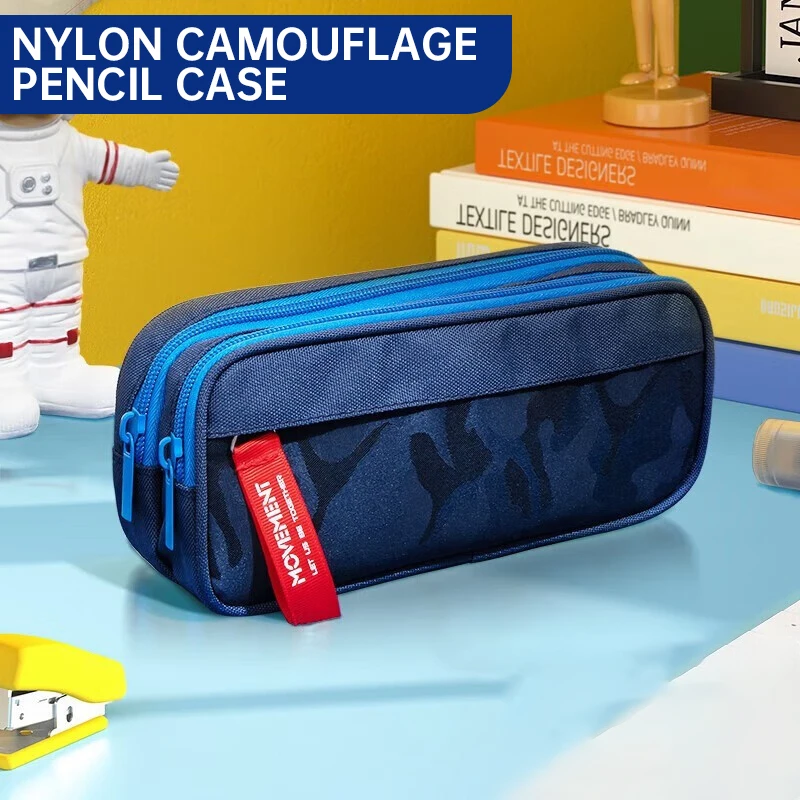 Estojo camuflado do exército, grande capacidade, bolsa de lápis, zíper duplo, bolsa de lona, volta às aulas, material de papelaria, presente