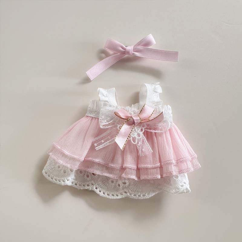 Mini roupas de boneca de pelúcia, acessórios para labubu idol v1 v2, festa sentada, saia xadrez, conjunto de roupas, brinquedos