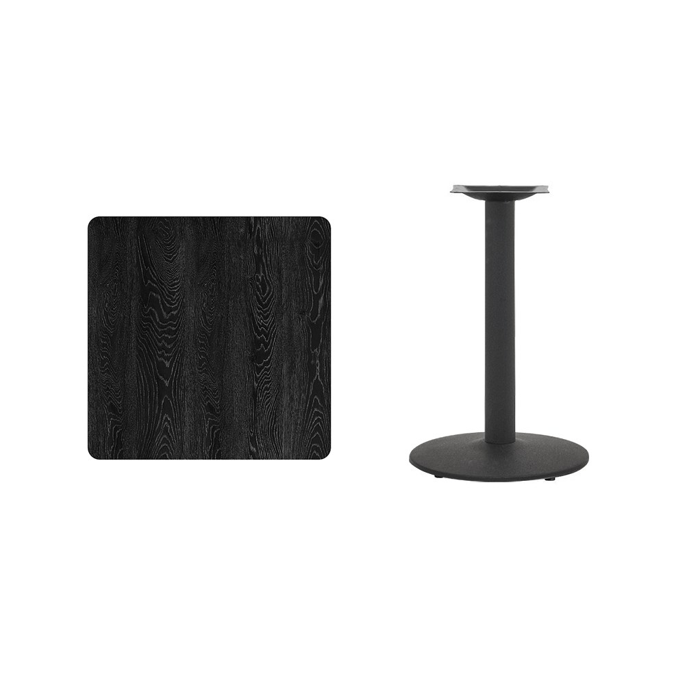Black Square Cafe Table with Metal Base Dining Table Kitchen Table