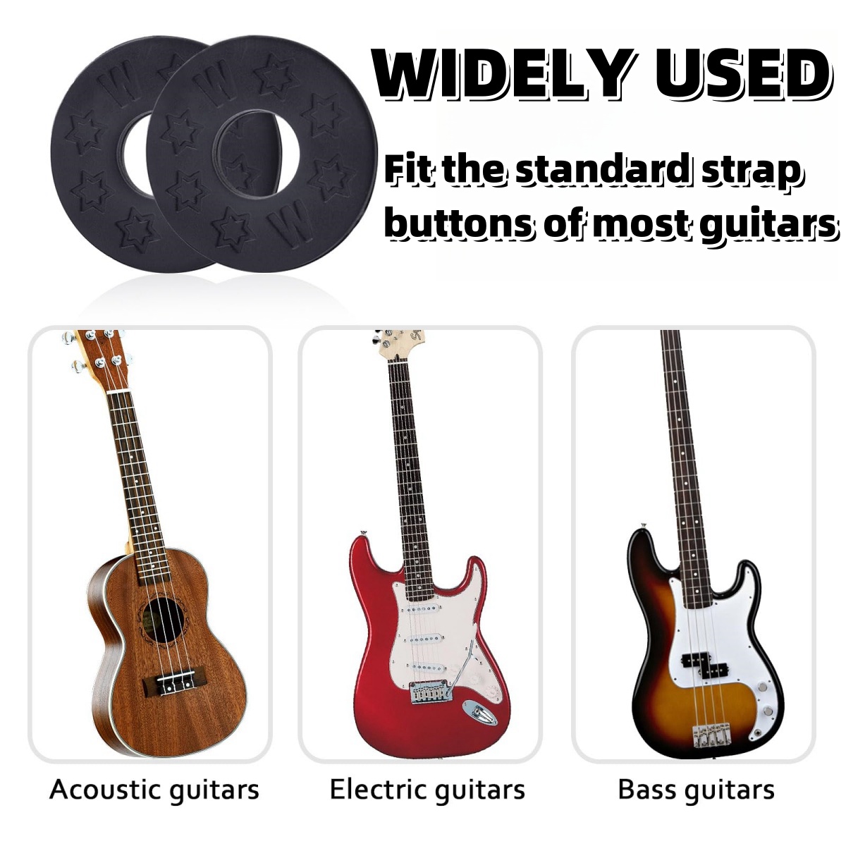 Bloques de bloqueo de correa de guitarra, Material de goma, Protector de bloqueo de seguridad para bajo, ukelele, accesorios de guitarra clásica acústica, 10/20/30 Uds.