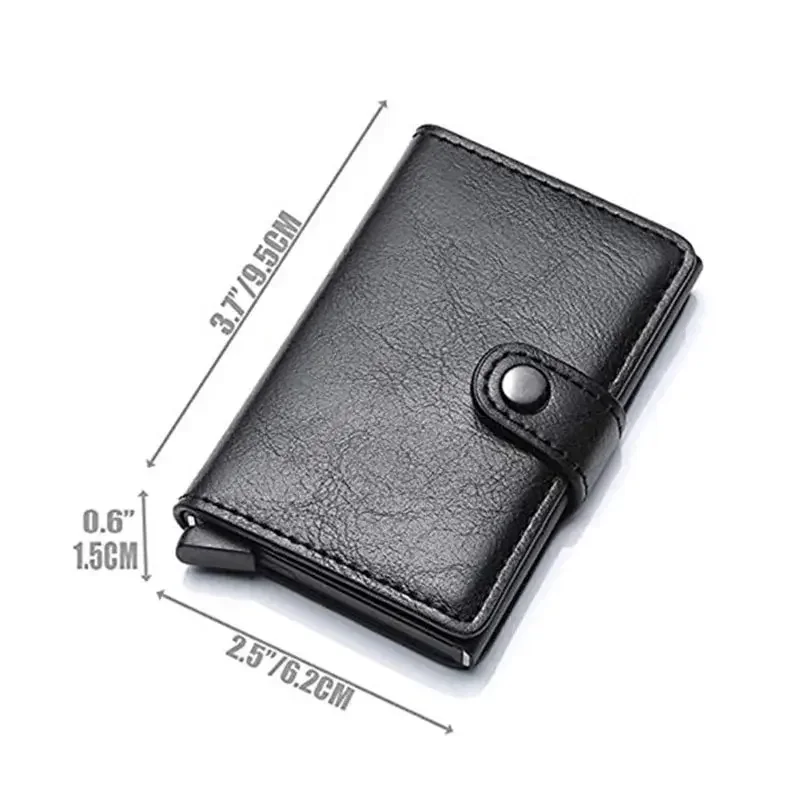 Men's RFID Blocking Card Holder PU Leather Magic Wallet with Hasp Closure, Mini Credit/Bank ID Card Case, Small Money Protector