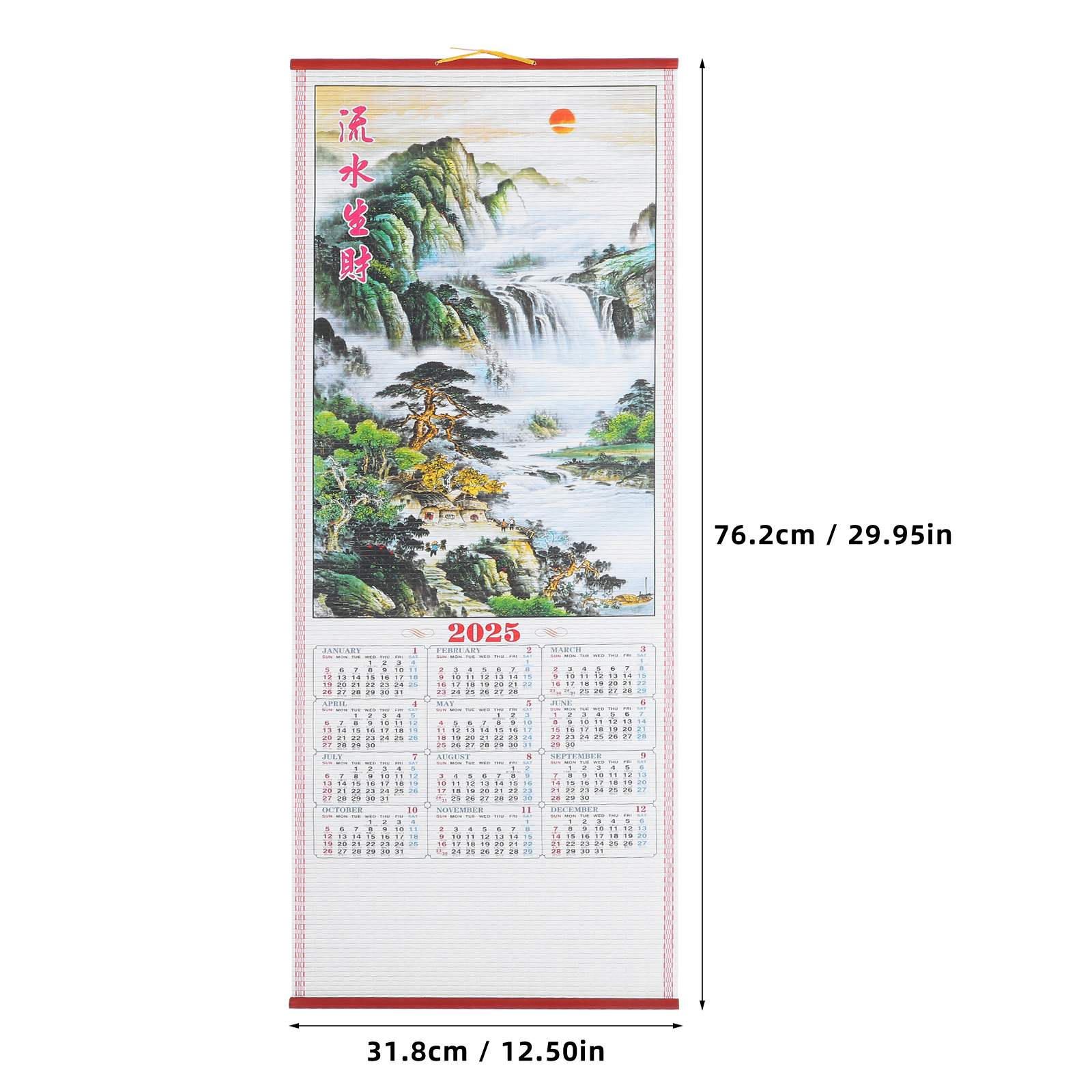 Jahr der Schlange, hängender Schriftrollenkalender, Büro, Mond, traditionell, chinesisch, 2025, neues Whiteboard, magnetisch