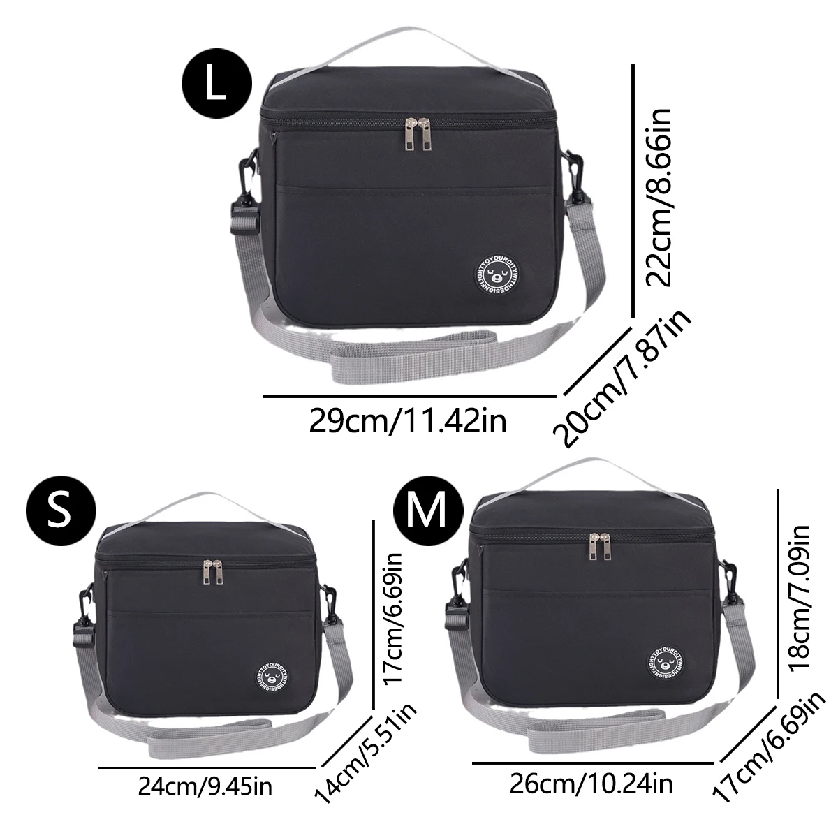 Capacité à main avec sac isolé à bandoulière, sac de boîte à déjeuner, sac à déjeuner étanche épaissi pour étudiant.