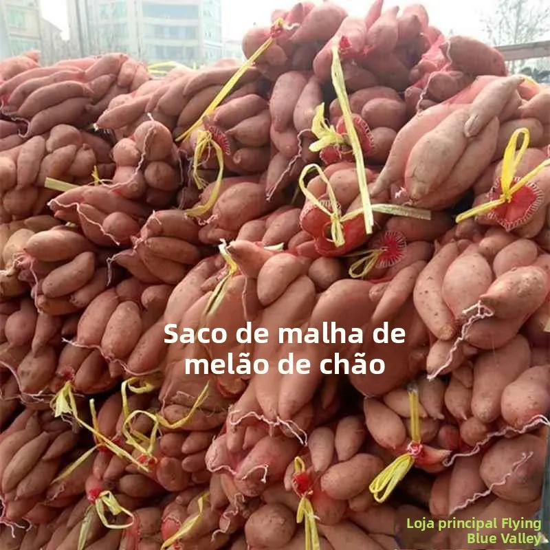 Saco de Malha de Nylon para Frutas e Vegetais com Cordão ande para Armazenamento de Batatas e Cebolas Acórios Domésticos