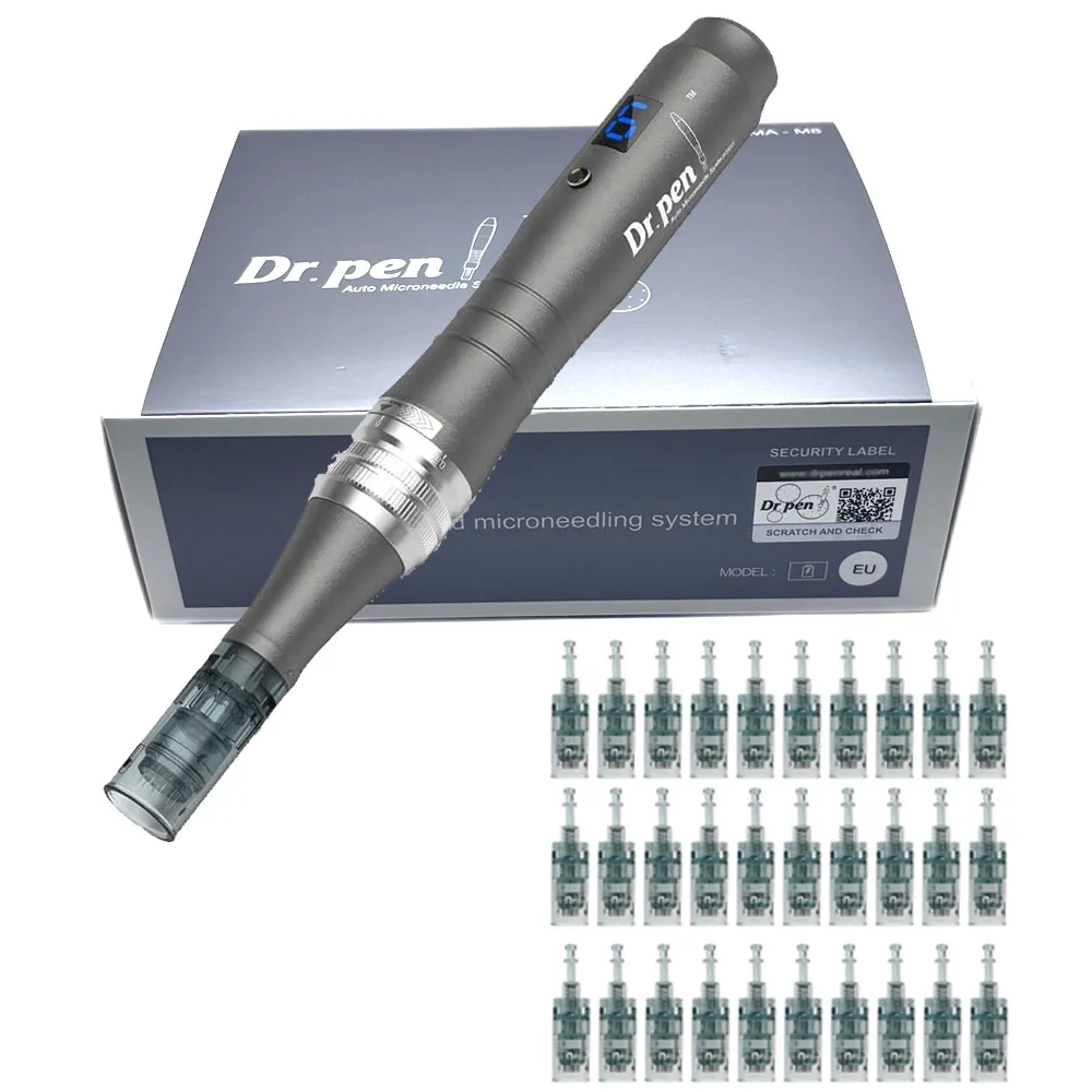 ปากกา DR ของแท้ปากกาแต้มสิวเข็มขนาดเล็ก M8มี32ชิ้นเครื่อง dermapen ไร้สายดูแลผิวหน้า