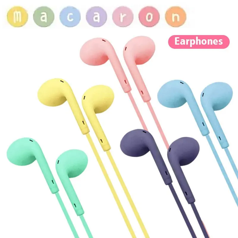 Macaron universal 3,5mm stereo-ohrhörer sport musik ohr stöpsel kabel mikrofon für xiaomi