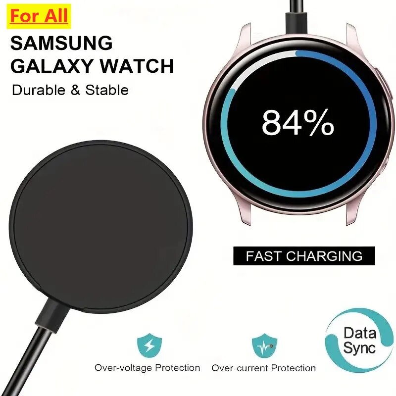 นาฬิกาชาร์จไร้สายสำหรับ Samsung Galaxy Watch 3 4 5 6 7 8 Pro Active 2แบบพกพา USB Type C PD สายชาร์จเร็วแท่นชาร์จ