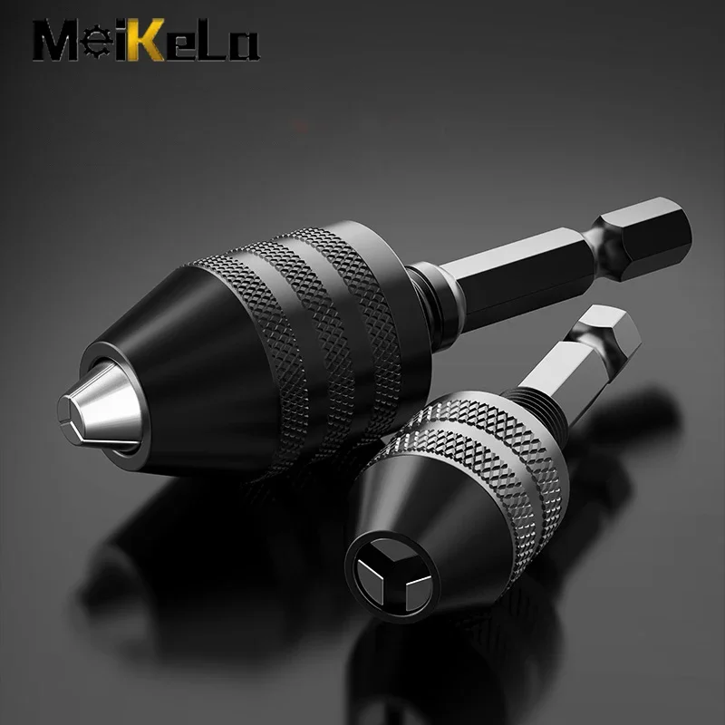 Keyless Drill Chuck 0.3-8mm Self-Tighten Electric Drill Bits Collet Fixture Tools 1/4" Hex Shank Quick Change Converter