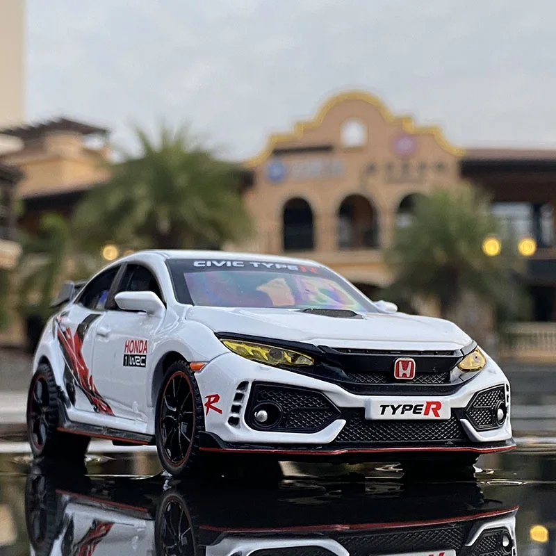 ホンダ-TYPE-R合金車,車,スポーツ,金属,音と光のおもちゃ,リモコン付き,子供向けギフトのアイデア,1:32