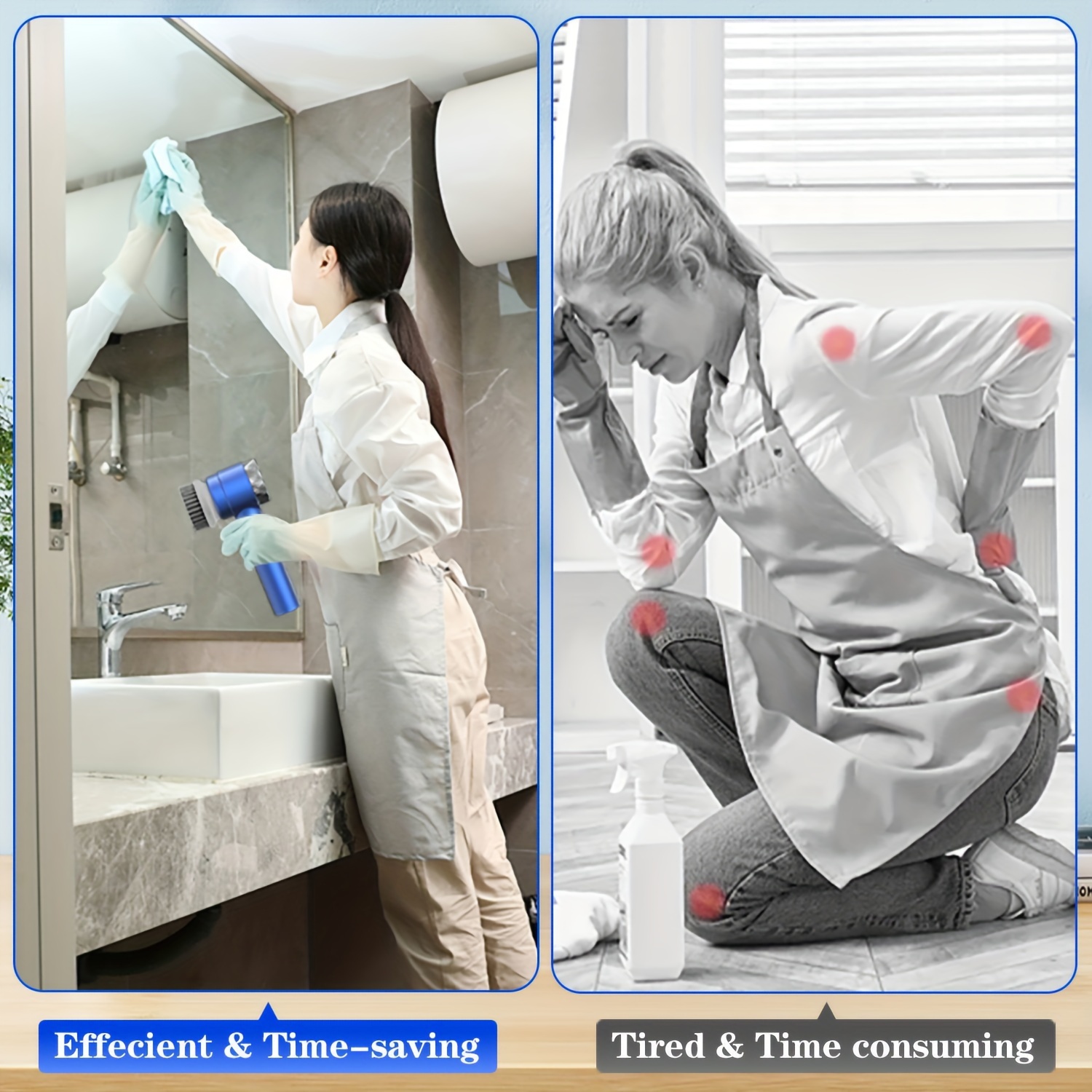 Escova de limpeza elétrica multifuncional cozinha banheiro portátil poderosa escova limpa 5 cabeças display led