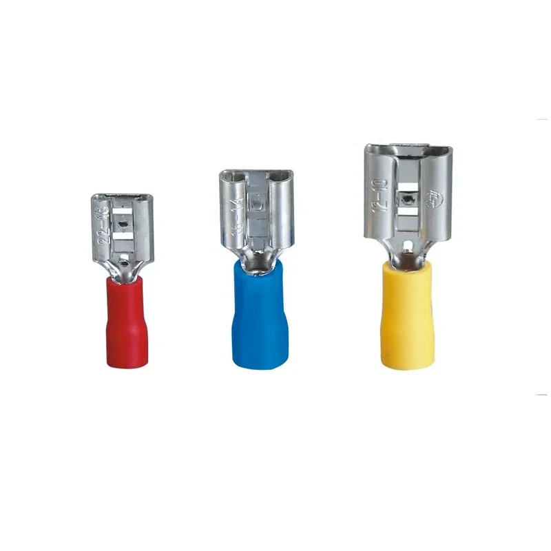 100/50/10 Uds Terminal de engarzado hembra 2,8mm 4,8mm 6,3mm conector de Cable de pala aislado enchufe de Cable de cableado eléctrico rojo azul amarillo