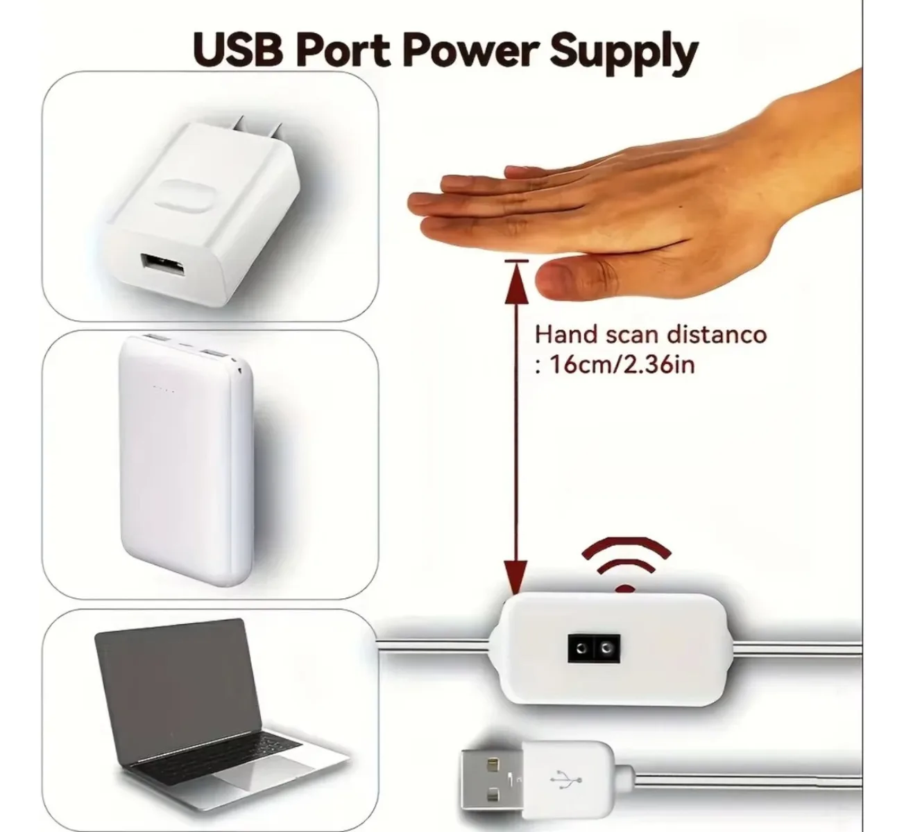 5-V-LED-Lichtleiste mit Handfeger-Sensor, stark klebend, flexibles Klebeband für Spiegel, Küchenschrank, TV-Hintergrundbeleuchtung