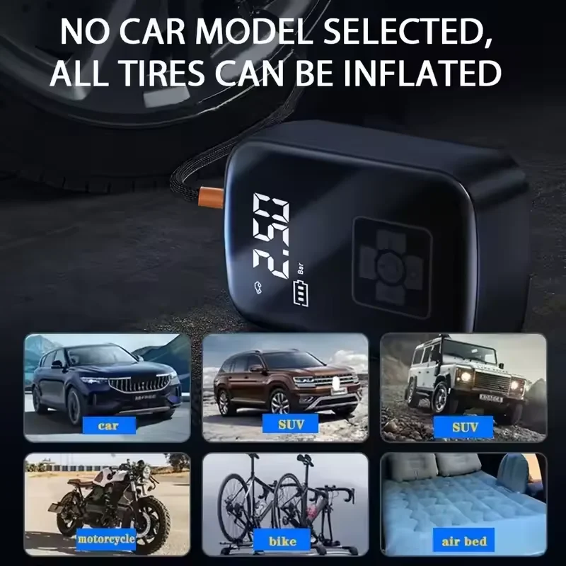 LEIBOO-bomba de aire eléctrica con cable/inalámbrica, compresor de aire para coche, Inflador de neumáticos para motocicleta, bicicleta, barco, bolas de neumáticos automáticas