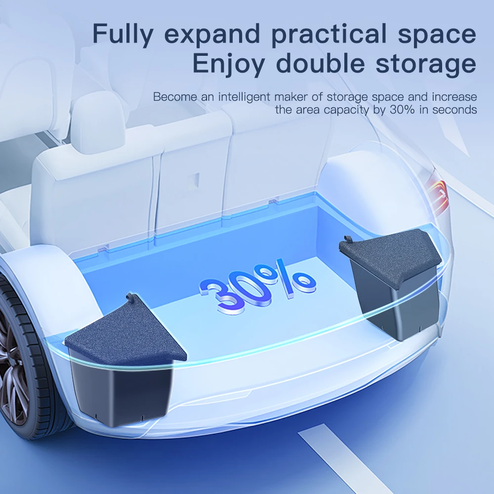 YZ Car Trunk Side Left Right Tidying Packet Storage Box For Tesla Model Y Juniper 2021-2025 Flocking Mat Cover Organizer