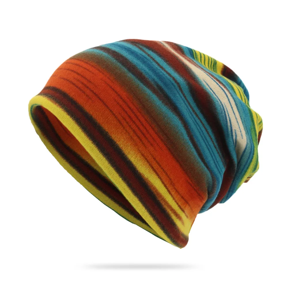 Jesień Zima Tie-Dye Ciepłe Czapki Dla Kobiet Mężczyzn Hip Hop Beanie Skullies Fordable Adult Outdoor Soft Casual Bonnet Skullcaps Unisex