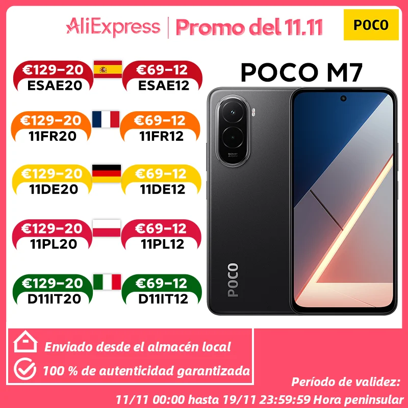 【Marque +】POCO M7 Version mondiale téléphone portable 6.9 ''144Hz FHD + DotDisplay 7000mAh batterie 50MP caméra NFC Snapdragon 685