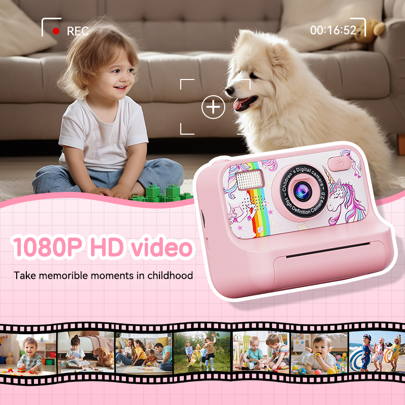 Presente de natal 4000w lente dupla crianças câmera 2.4 polegada 16x zoom impressão instantânea câmera digital portátil para meninas e meninos de 3 a 12 anos