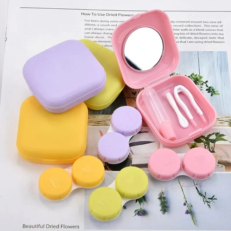 1pcs 새로운 패션 휴대용 미니 뷰티 아이 박스 콘택트 렌즈 동반자 상자 렌즈 상자 케어 상자 마카롱 스타일