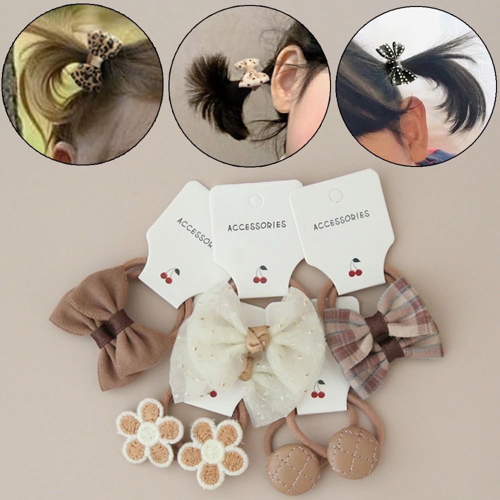 10 шт., милые эластичные резинки для волос с бантом для девочек