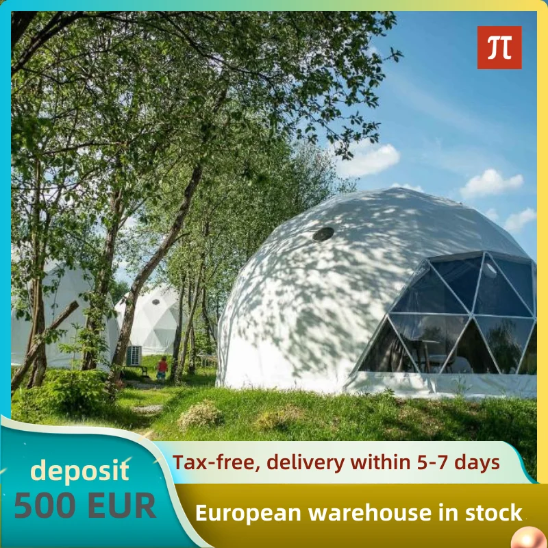 6M 7M Luxury Waterproof Geodesic Dome PVC Tent Spherical Tent Hotel Resort Outdoor Luxury Glamping Dome with Bathroom