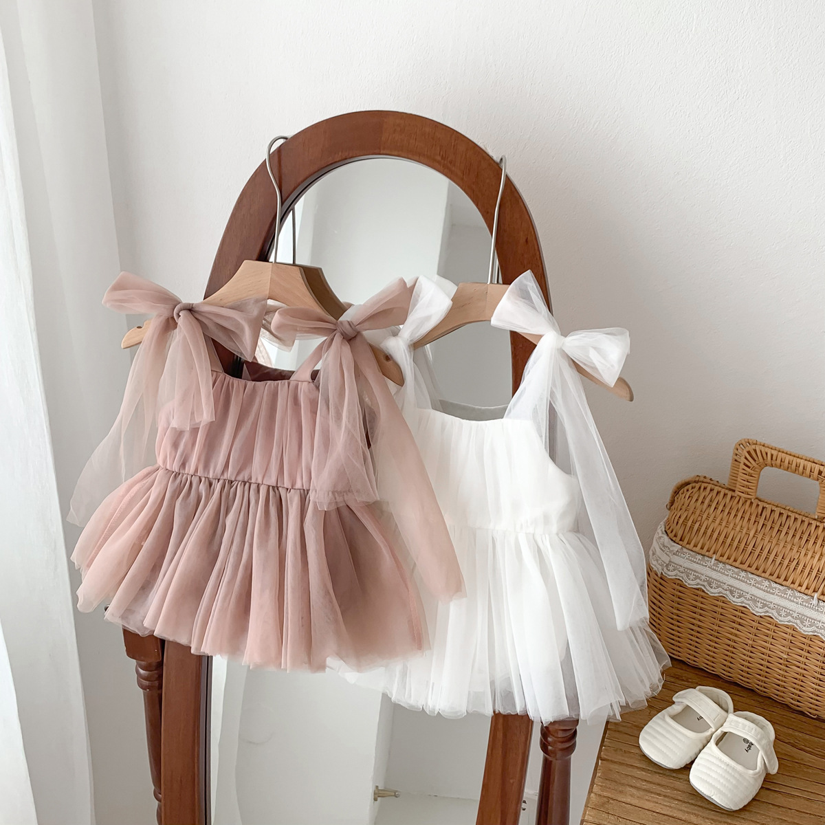 Set pagliaccetto estivo per bambini Set pizzo a pois Abito da principessa per bambini Tutina per bambina 0-24 M
