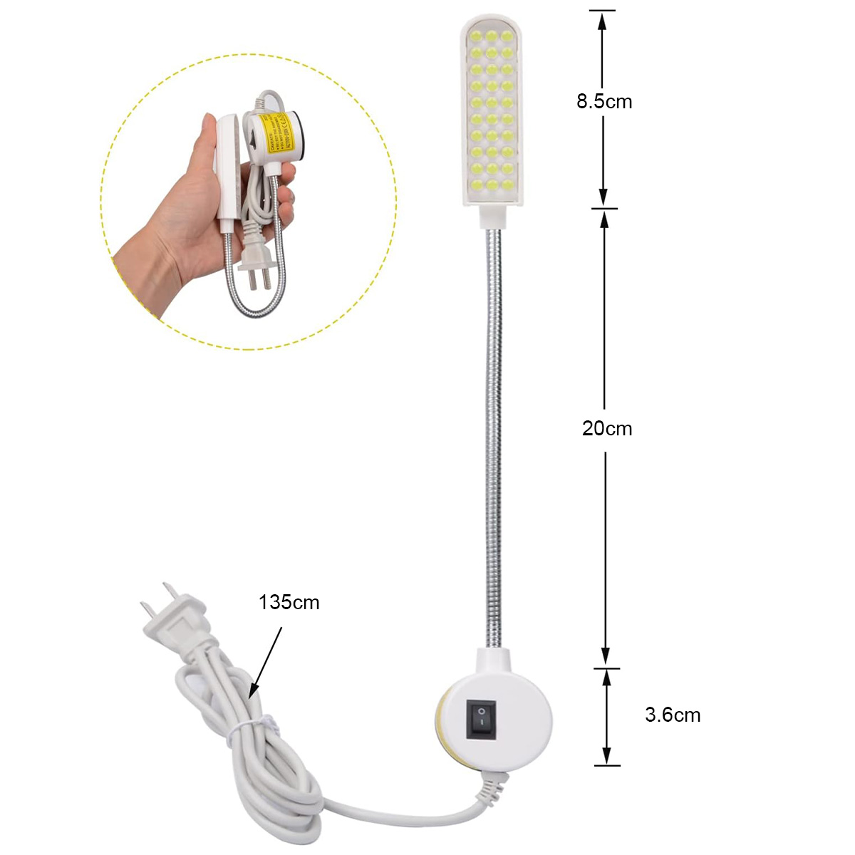 Industriële Geleide Licht 1w 2w 3w Flexibele Arm Zwaneneck Werk Licht Magnetische Magnet Naaimachine Adsorbed Base Eu/Us Plug Draagbaar