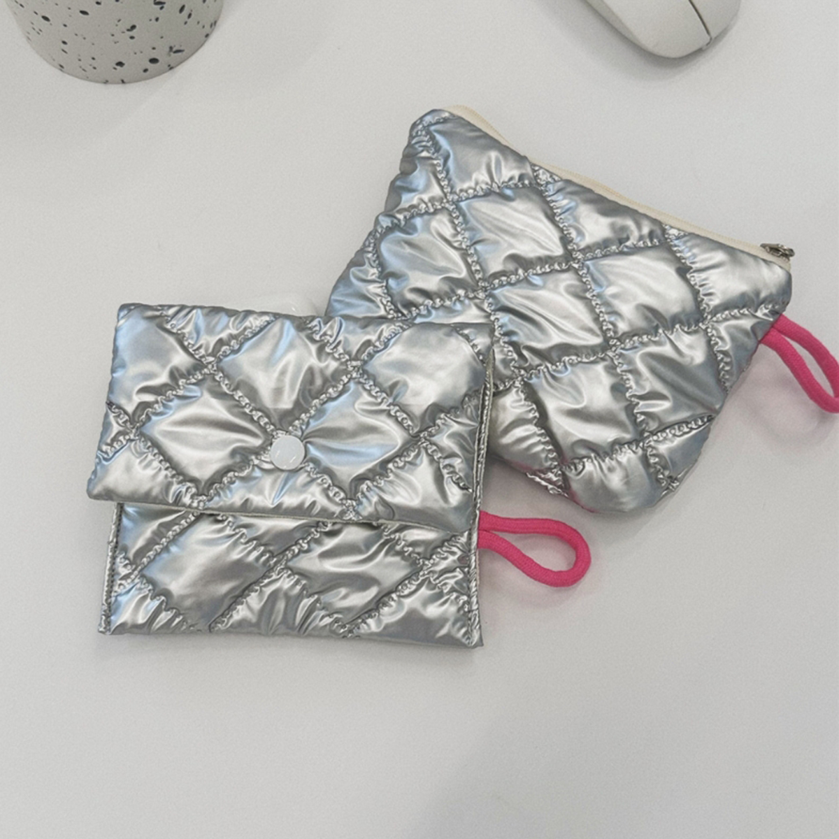 Portamonete con motivo a fiocco Lingge in argento Portamonete in tela piccola Lady Girls Auricolare Portamonete Portamonete Custodia con cerniera