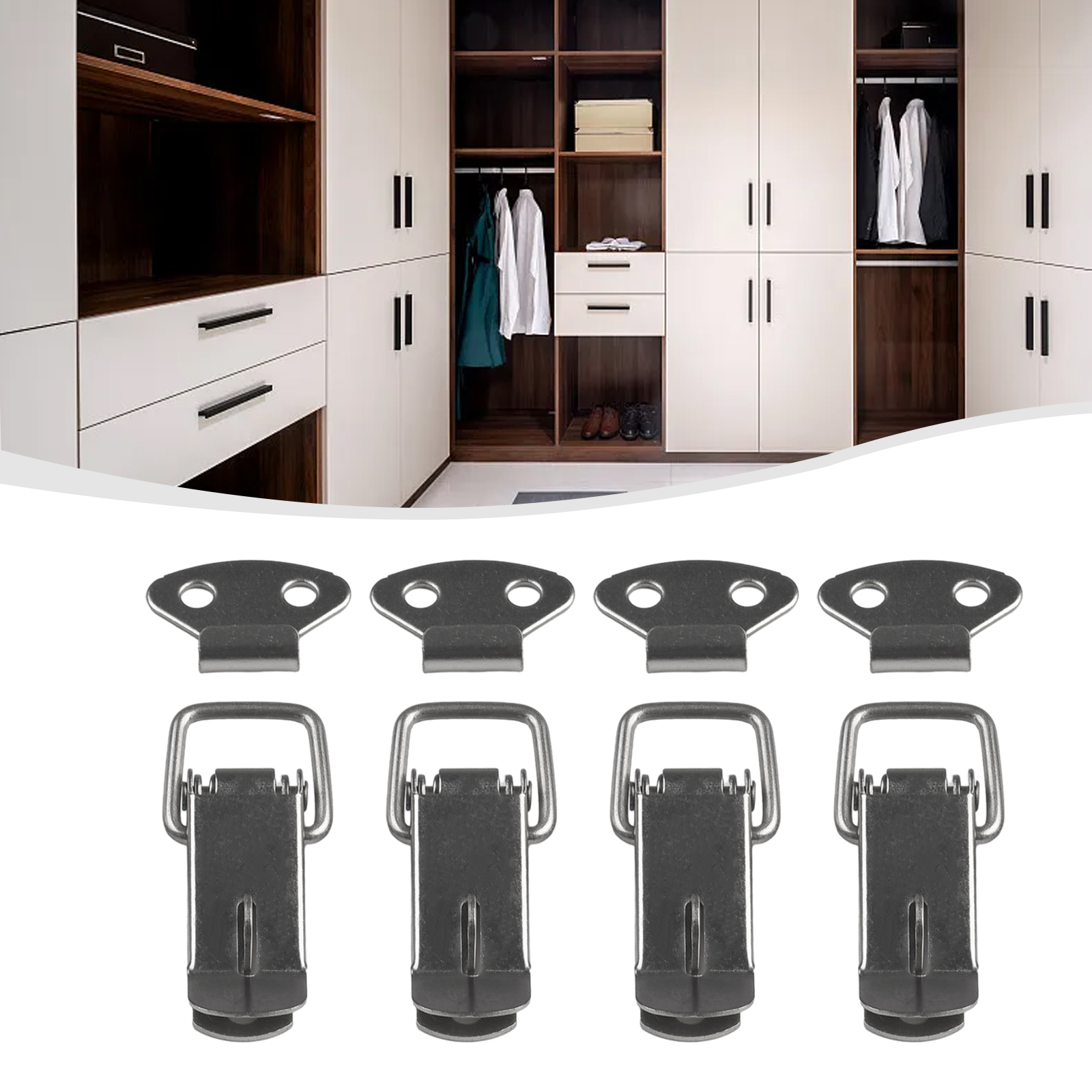 4 Stuks Deurvergrendelingen 7.2*2.7Cm Koudgewalst Stalen Kast Veer Vangbak Handvat Knevelvergrendel Klem Hasp Eend Billed Gespen