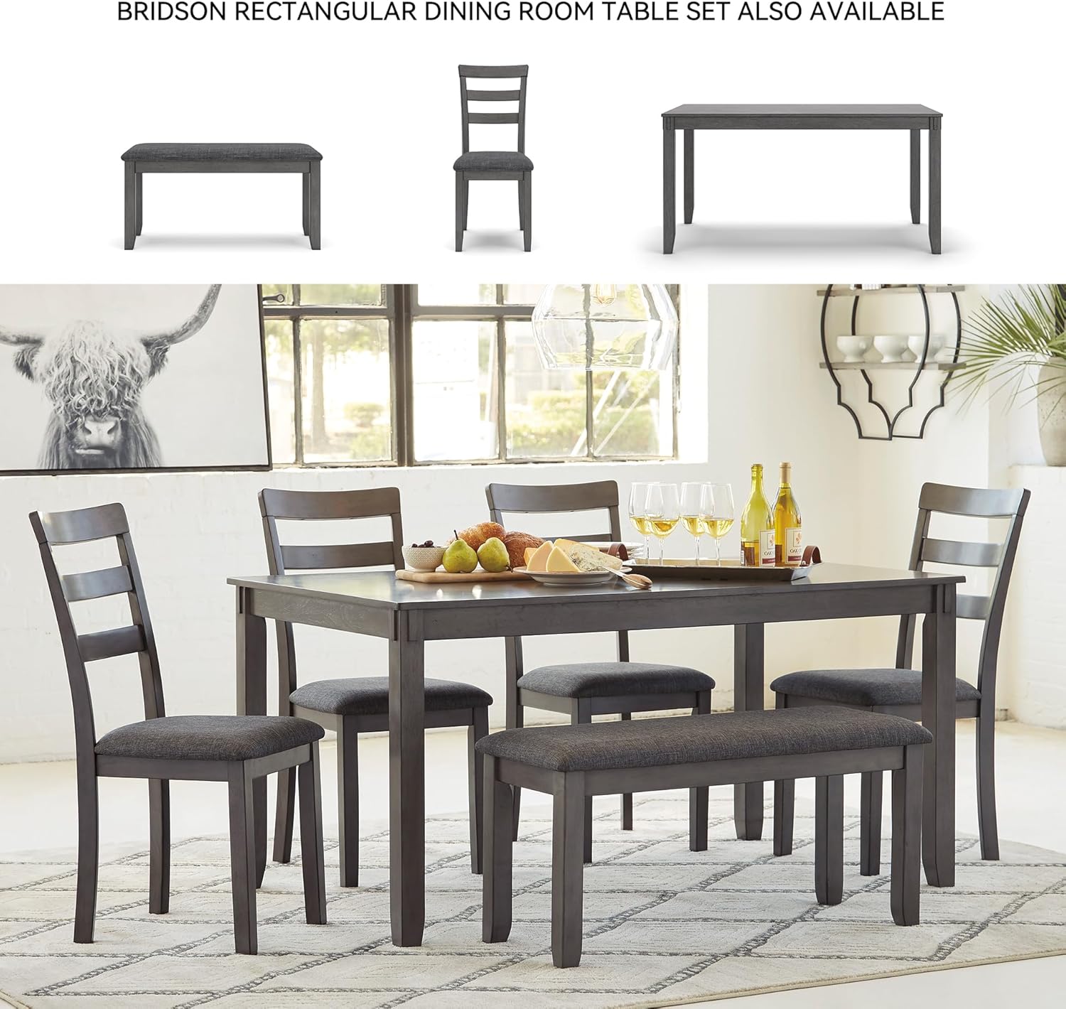 Customizable Bridson 5 Piece Counter Height Dining Room Set, Includes Table & 4 Bar Stools, Gray