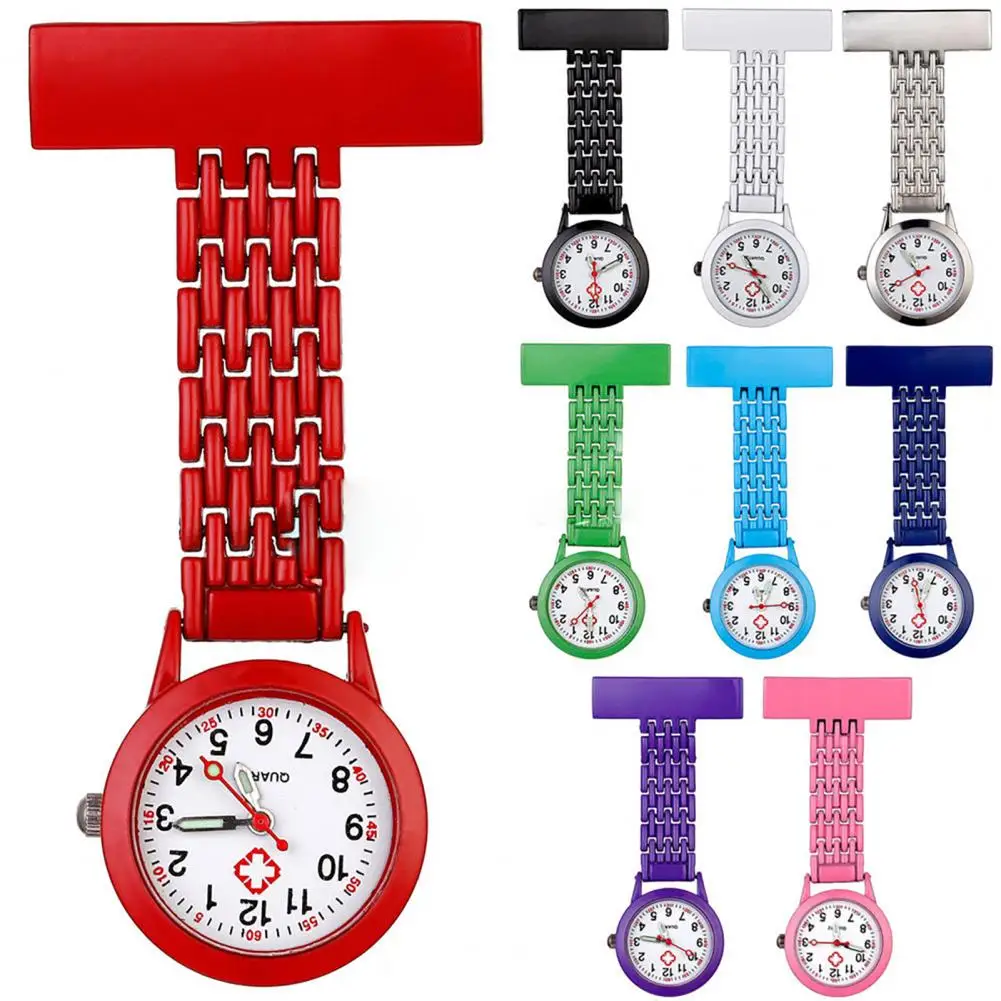 Tragbare leuchtende Krankens ch wester Taschenuhr Edelstahl Revers Quarz werk hochwertige Gold Unisex Mode Kleid Accessoire