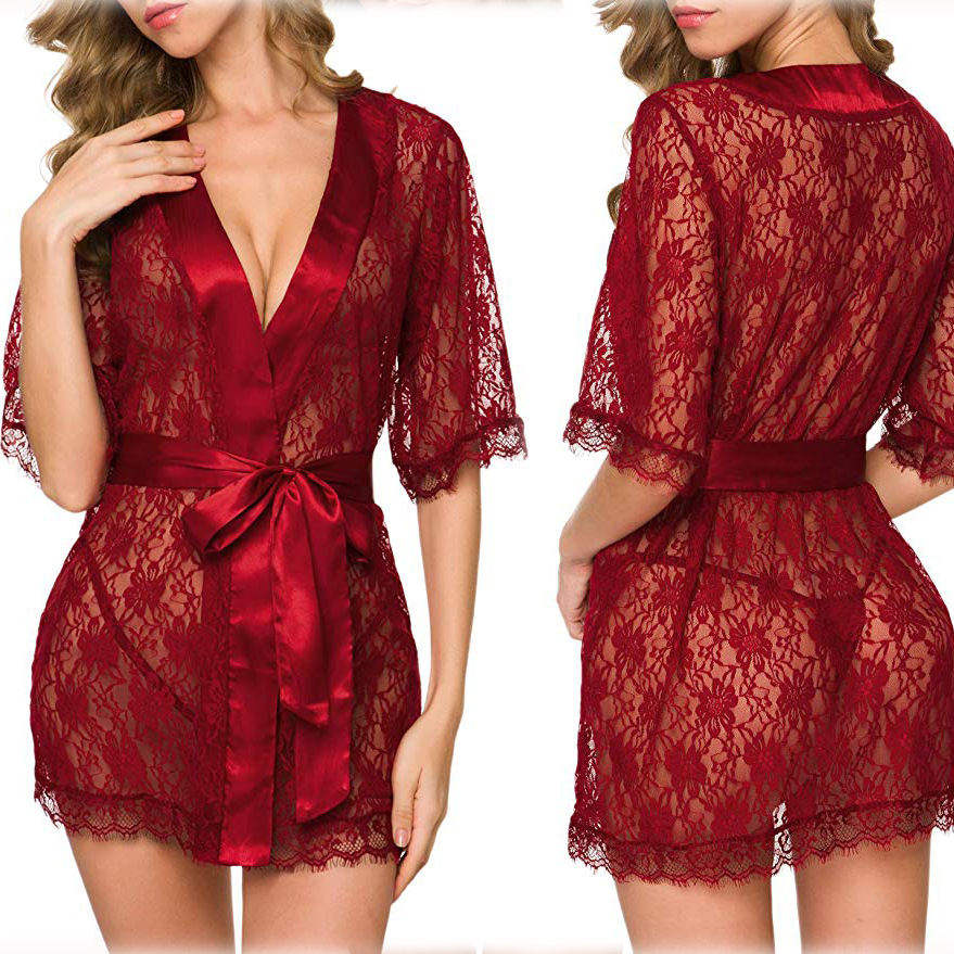 Rendas das mulheres Openwork vestido de vestir Set, Lingerie Erótica, Sexy, Erótico